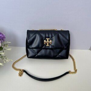 Tory Burch diamond grid black gold chain bag shoulder bag crossbody bag